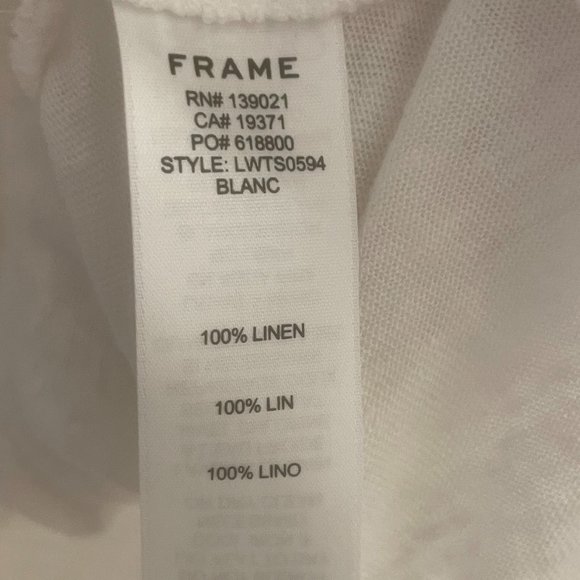 EUC Frame Women's White Sheer Linen Shirred Top Size L - Picture 4 of 6